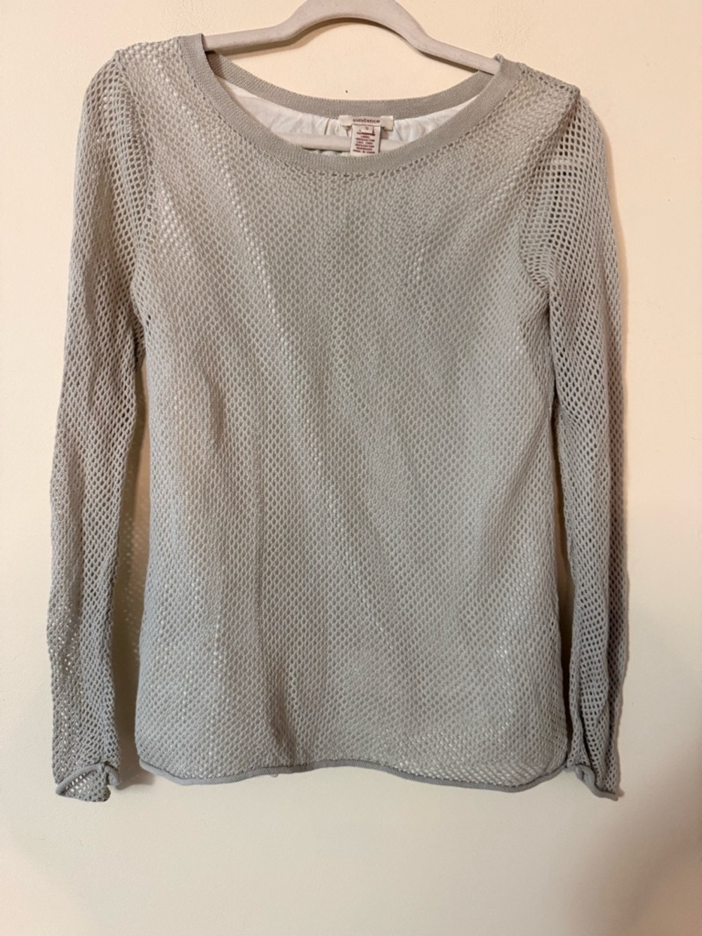 Sundance Light Gray Mesh Layered Pullover, S